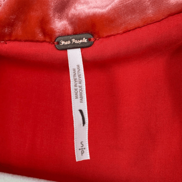 Free People Viola Velvet Romper Size S Orange Long Sleeve Tassels Boho Festival - Picture 5 of 15